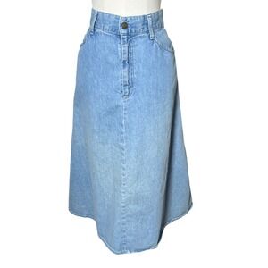Vintage Classic Denim A Line Midi Skirt Light Wash American Profile Womens 6 8